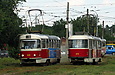 Tatra-T3 #3049 27-го маршрута и Tatra-T3SUCS #3078 6-го маршрута  на улице Академика Павлова возле Сабуровой Дачи