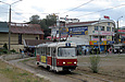 Tatra-T3SU #3050 1-го маршрута разворачивается на конечной станции "Южный вокзал"