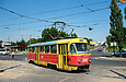 Tatra-T3SU #3051 20-го маршрута поворачивает с проспекта Победы на улицу Клочковскую