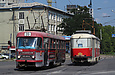 Tatra-T3SU #3056 и Tatra-T3M #8034 20-го маршрута на улице Клочковской возле перекрестка со спуском Пассионарии