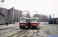 Tatra-T3SU #3021-3022 и #3057 20-го маршрута на улице Пискуновской возле Депо №1