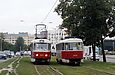 Tatra-T3A #3057 8-го маршрута и #3059 27-го маршрута на Московском проспекте в районе площади Защитников Украины
