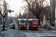 Tatra-T3A #3059 27-го маршрута и Tatra-T3SU #3069 6-го маршрута на улице Гольдберговской возле переулка Рыбасовского