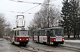 Tatra-T3A #3059 27-го маршрута и Tatra-T6B5 #4541 маршрута 16-А перед отправлением от конечной станции "Салтовская"