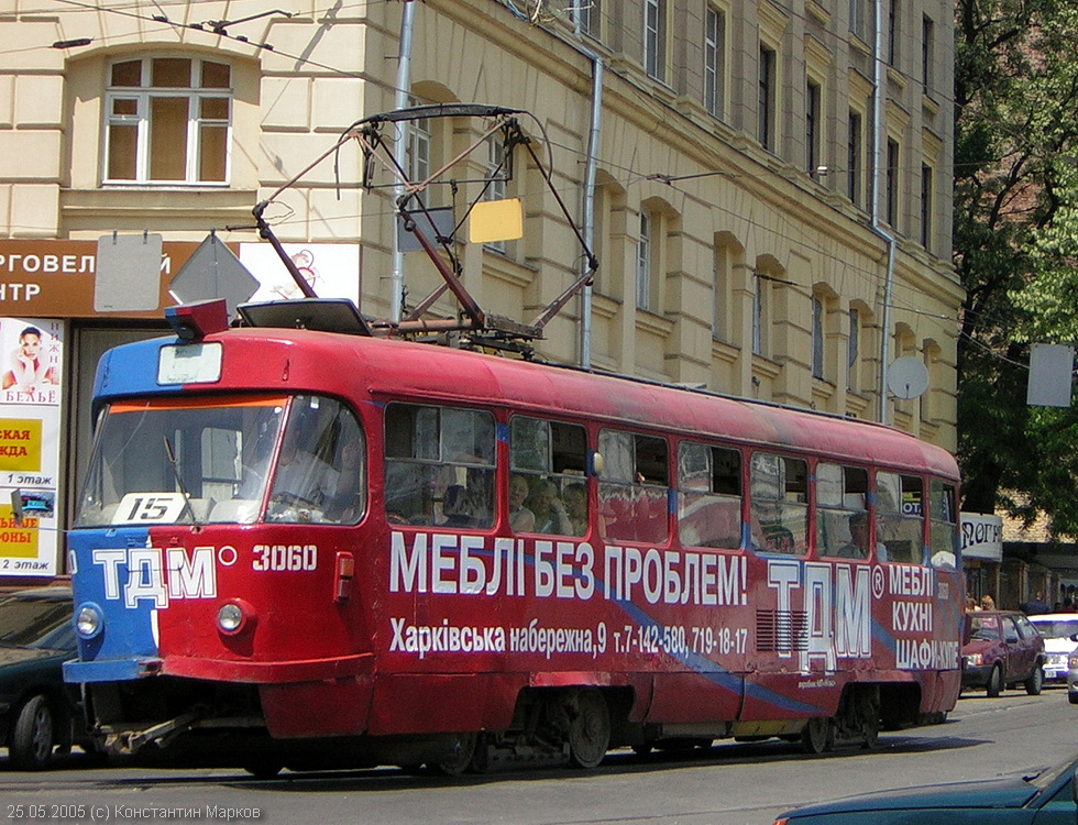 Tatra-T3SU #3060 15-го маршрута в начале улицы Пушкинской