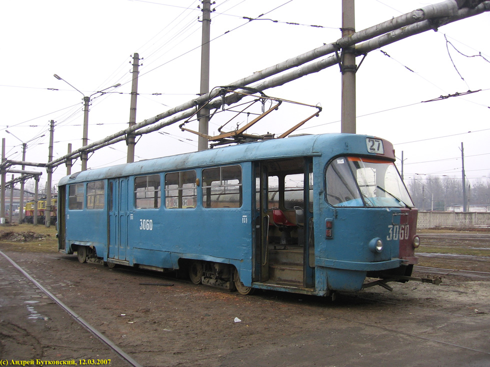 Tatra-T3SU #3060 в Октябрьском трамвайном депо