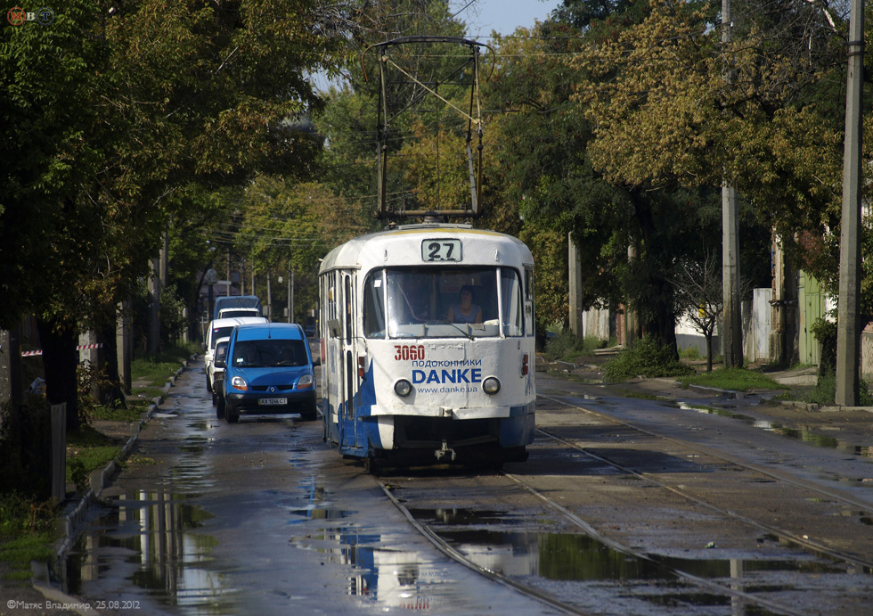 Tatra-T3SU #3060 27-го маршрута на улице 1-ой Конной Армии