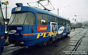Вагон Tatra-T3SU #3061 в составе системы #3060-3061 20-го маршрута в Пискуновском переулке