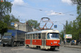 Tatra-T3SU #3061 7-го маршрута поворачивает с улицы Октябрьской революции на улицу 1-й Конной Армии