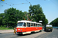Tatra-T3SU #3061 7-го маршрута на улице Пушкинской возле Молодежного парка (остановка "Улица Студенческая")