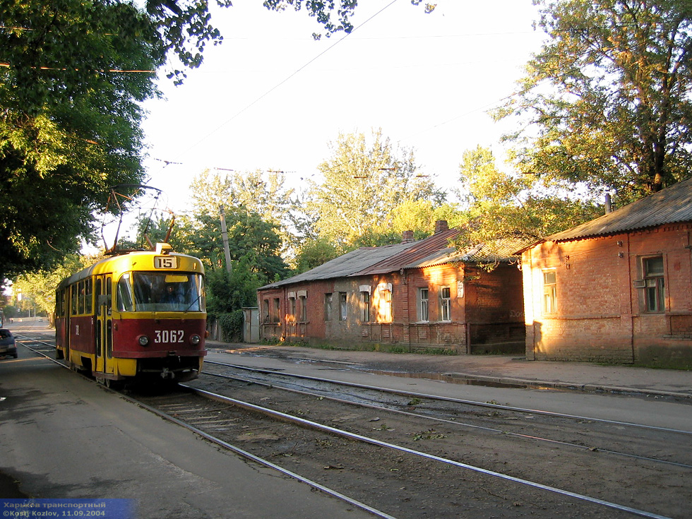 Tatra-T3SUCS #3062 15-го маршрута в Рыбасовском переулке в районе Нетеченского бульвара