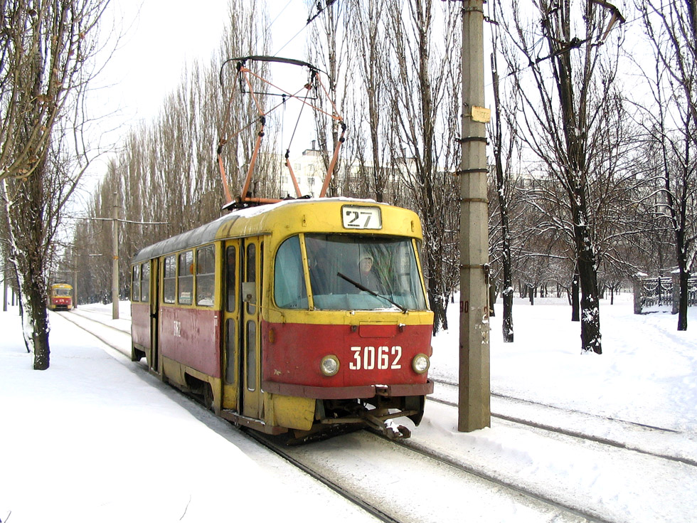Tatra-T3SU #3062 27-го маршрута на проспекте Тракторостроителей