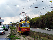 Tatra-T3SU #3062 12-го маршрута во 2-м Панасовском проезде подъезжает к остановке "Спуск Пассионарии"