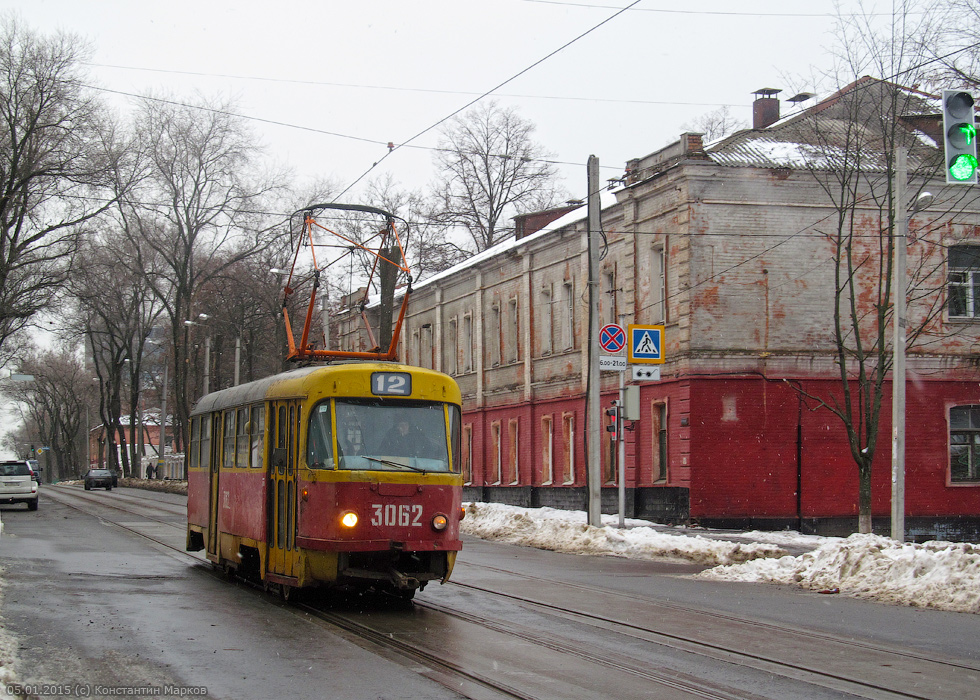 Tatra-T3SU #3062 12-го маршрута на улице Тринклера возле Сумского рынка
