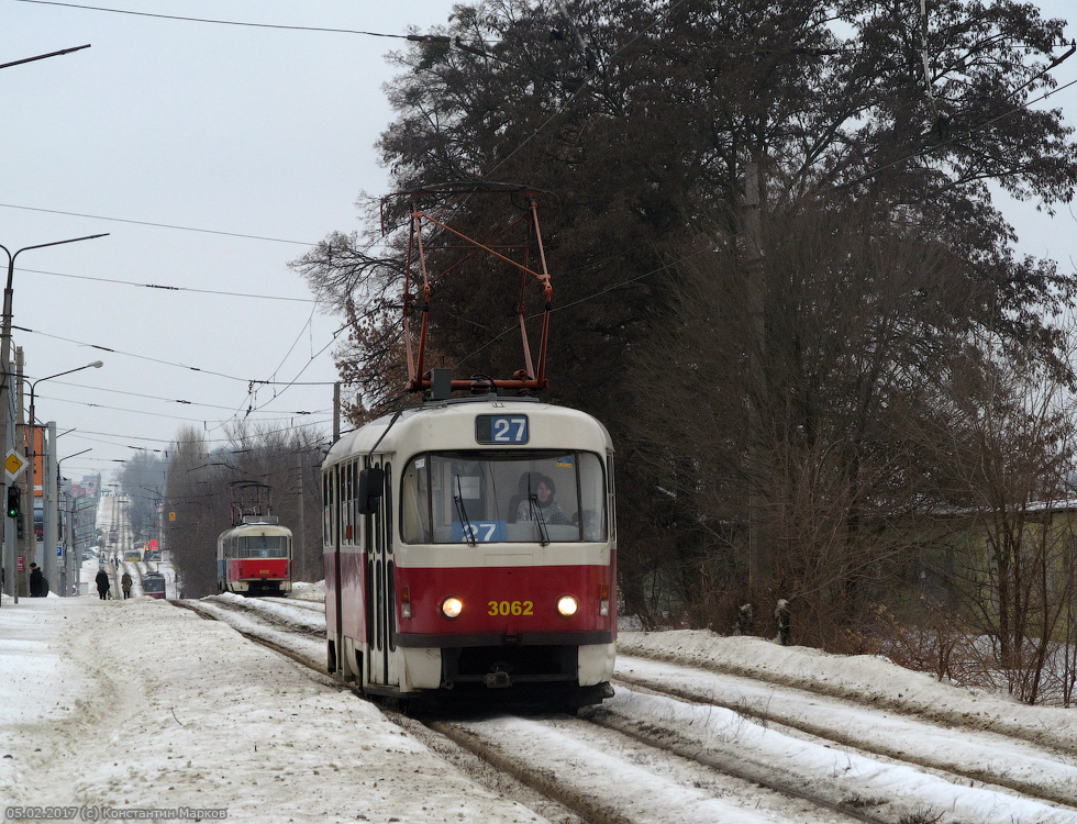 Tatra-T3SUCS #3062 27-го маршрута на улице Академика Павлова