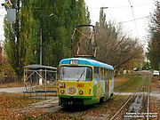 Tatra-T3SU #3063 20-го маршрута на улице Клочковской отправляется от остановки "Алексеевская балка"