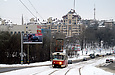 Tatra-T3SU #3063 20-го маршрута поднимается на Новоивановский мост со стороны улицы Клочковской