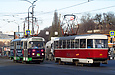 T3-ВПСт #3063 и Tatra-T3SUCS #304 20-го маршрута на улице Клочковской на перекрестке с одноименным спуском