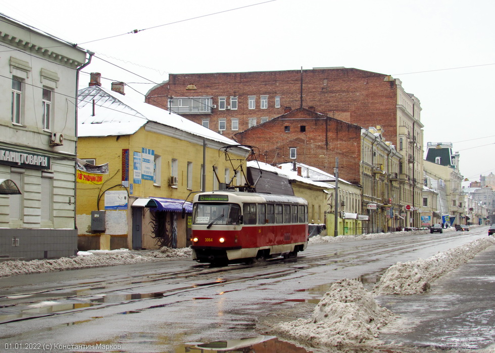 Tatra-T3SUCS #3064 6-го маршрута на улице Полтавский Шлях возле перекрестка с улицей Ярославской