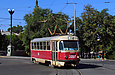 Tatra-T3SU #3067 7-го маршрута поворачивает с улицы Полтавский Шлях на площадь Пролетарскую