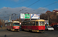 Tatra-T3SU #3067 7-го маршрута и #410 20-го маршрута на улице Клочковской возле перекрестка с Клочковским спуском