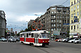 Tatra-T3SUCS #3067 7-го маршрута выезжает на улицу Евгения Котляра с конечной "Южный вокзал"