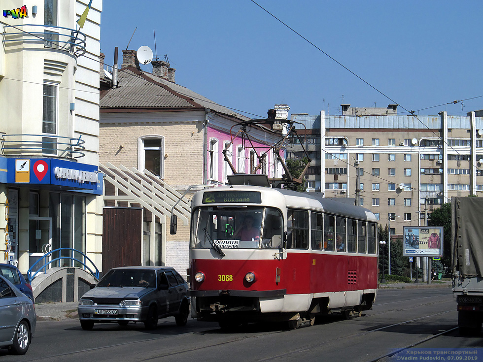 Tatra-T3SUCS #3068 29-го маршрута на Московском проспекте в районе улицы Военной
