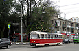 Tatra-T3SUCS #3068 27-го маршрута на улице Молочной пересекает проспект Гагарина
