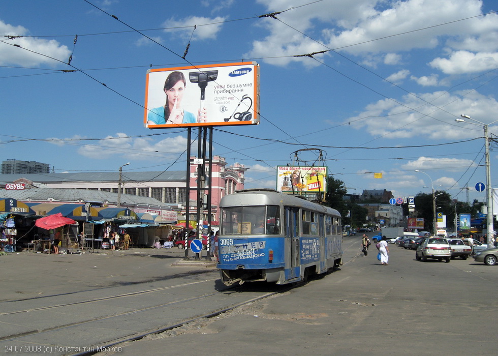 Tatra-T3SU #3069 6-го маршрута на улице Пискуновской