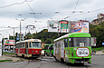 Tatra-T3SU #426 и #3069 12-го маршрута на улице Клочковской на перекрестке со спуском Пассионарии