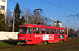 Tatra-T3SU #3069 8-го маршрута на Салтовском шоссе за перекрёстком с улицей Гвардейцев Широнинцев