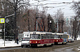 Т3-ВПСт #3069 28-го маршрута и Tatra-T3SU #511 8-го маршрута на улице Плехановской возле улицы Полевой