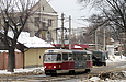 Т3-ВПСт #3070 6-го маршрута в Рыбасовском переулке перед поворотом на улицу Гольдберговскую