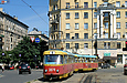 Tatra-T3SU #3074-3075 6-го маршрута поворачивает с улицы Красноармейской на конечную станцию "Южный вокзал"