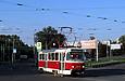 Tatra-T3SU #3074 20-го маршрута поворачивает с Новоивановского моста на улицу Большую Панасовскую