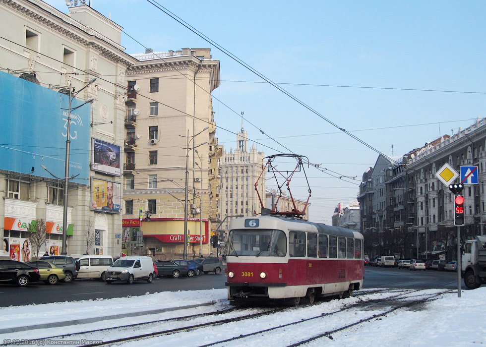 Tatra-T3SUCS #3081 6-го маршрута на Павловской площади