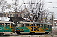 Tatra-T3SUCS #3081 в составе системы #3080-3081 3-го маршрута поворачивает из Рыбасовского переулка на улицу Гольдберговскую