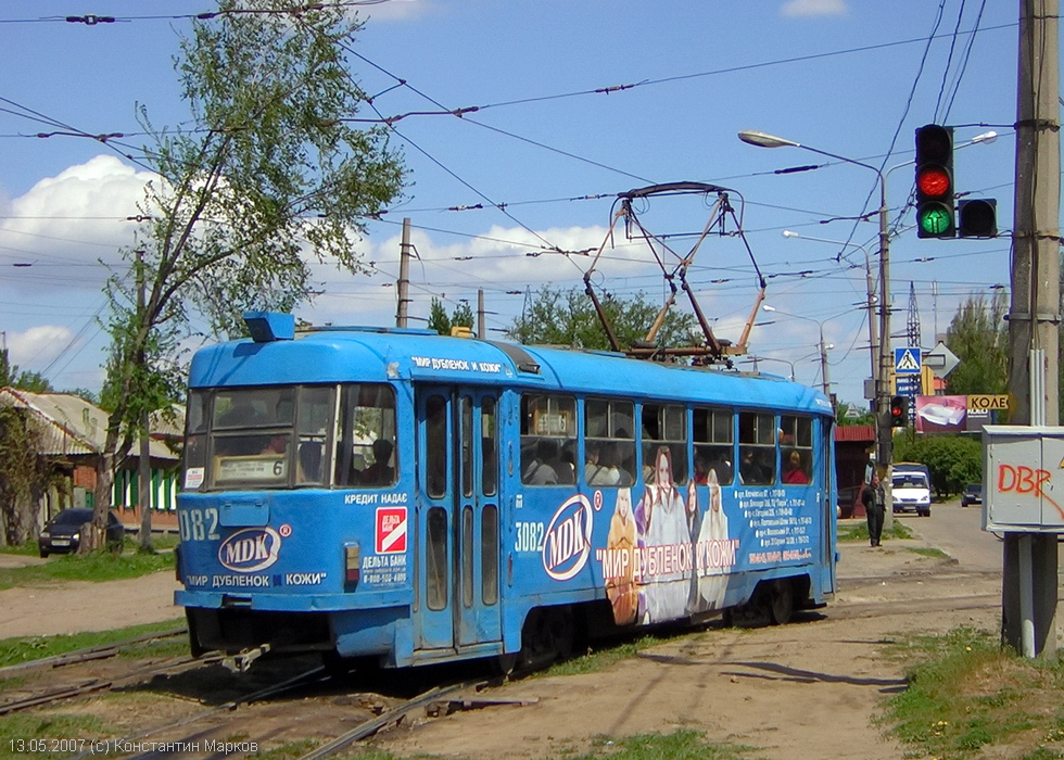 Tatra-T3SU #3082 6-маршрута на перекрестке улицы Академика Павлова и Салтовского переулка