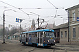 Tatra-T3SU #3085 7-го маршрута на улице Бажана перед поворотом на улицу Москалевскую