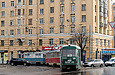 ВТП-2 с вагонами Tatra-T3SU #3047 и 3091 на буксире поворачивает с  улицы Красноармейской на улицу Полтавский шлях