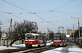 Tatra-T3SUCS #3091 и Tatra-T6A5 #4523 27-го маршрута на улице Академика Павлова в районе Салтовского шоссе