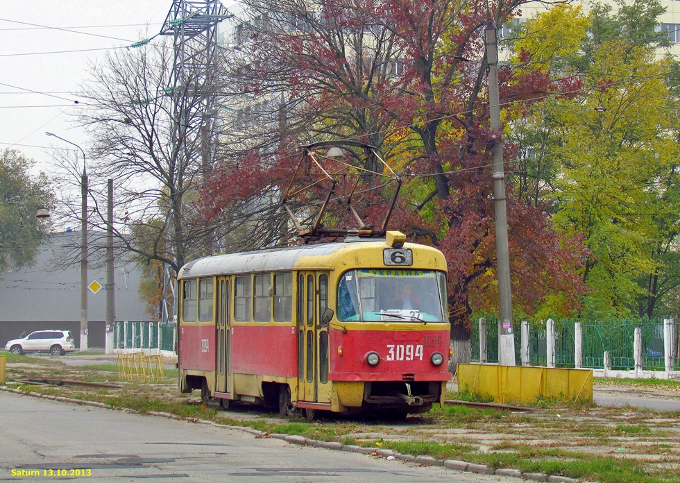 Tatra-T3SU #3094 27-го маршрута на улице Морозова
