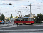 Tatra-T3SU #3095 6-го маршрута поворачивает с Московского проспекта на улицу Академика Павлова