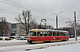 Tatra-T3SU #3095 6-го маршрута на Салтовском шоссе перед перекрестком с улицей Гвардейцев Широнинцев