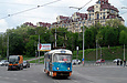 Tatra-T3SUCS #3095 12-го маршрута поворачивает с Клочковского спуска на улицу Клочковскую