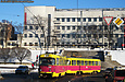 Tatra-T3SU #3096-3097 3-го маршрута поворачивает с Пролетарской площади на улицу Полтавский шлях