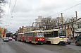 Tatra-T3SU #3096-3097 и КТМ-19КТ #3103-3102 3-го маршрута на улице Конева возле улицы Полтавский шлях