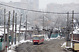 Tatra-T3SU #3096-3097 3-го маршрута на улице Октябрьской Революции возле въезда в Октябрьское трамвайное депо