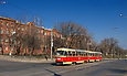 Tatra-T3SU #3096-3097 3-го маршрута на улице Полтавский Шлях в районе улицы Муранова