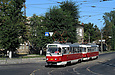Tatra-T3SUCS #3096-3097 3-го маршрута на улице Гольдберговской перед поворотом на улицу Москалевскую